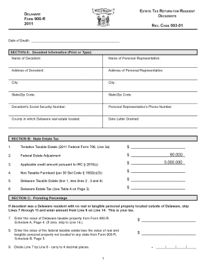 Delaware Form 900 R Instructions 2011