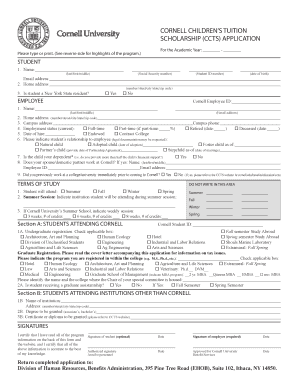 CCTS APPLICATION Office of Human Resources Cornell Hr Cornell  Form