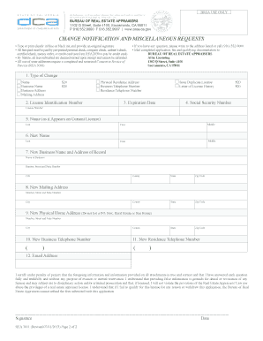 Change Notification and Miscellaneous Requests Form 3011 Orea Ca