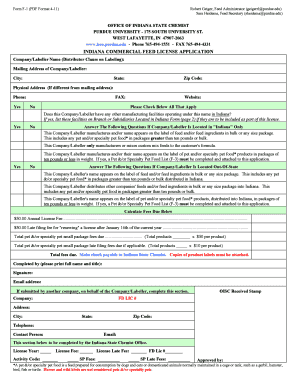 Indiana Feed License Application Form