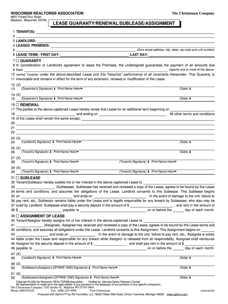 Sublease Renewal  Form