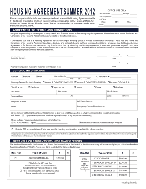 Fiu Online Housing Agreement Form