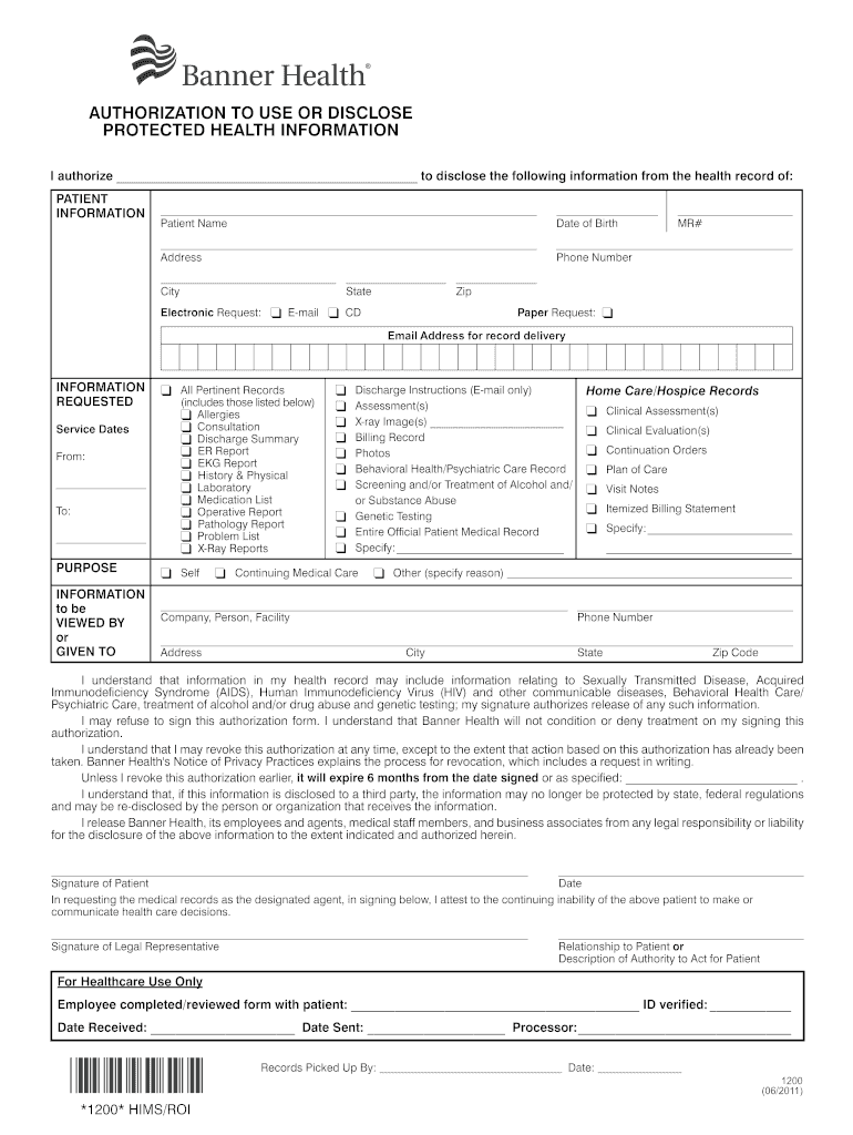  Authorization for Use and Disclosure of Protected Health Information Hawaii Fillable 2011