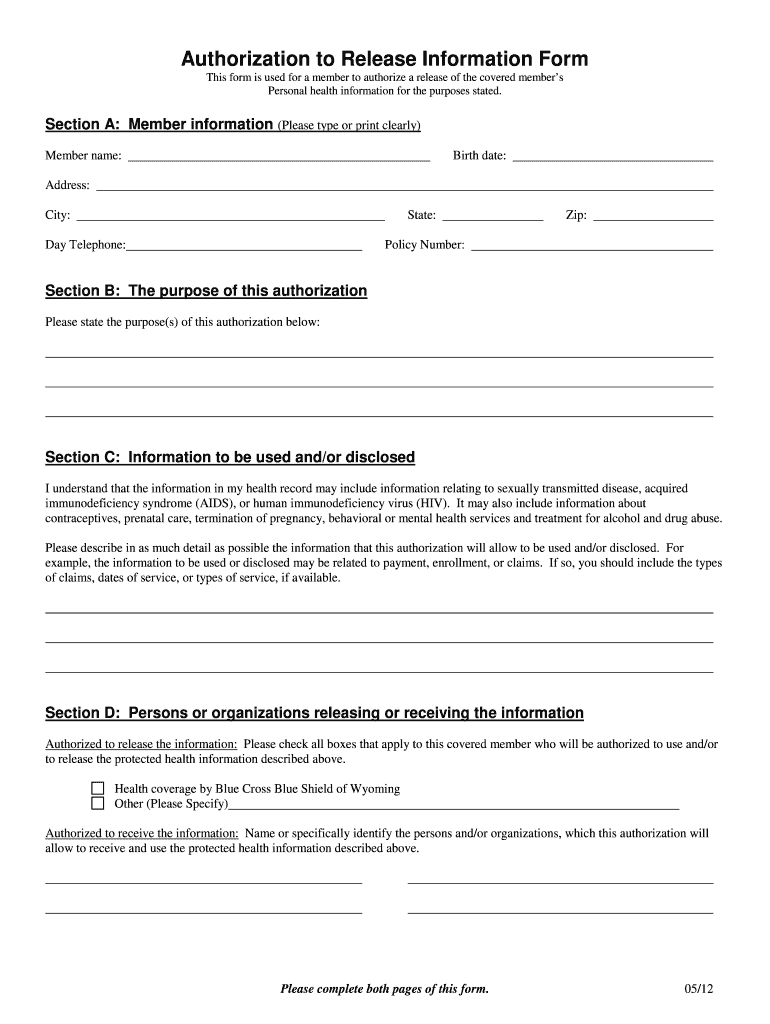 Authorization to Release Information Form