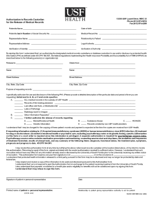  Medical Release Authorization Shs Usf 2012-2024