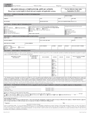 Idaho Small Employer Application Form