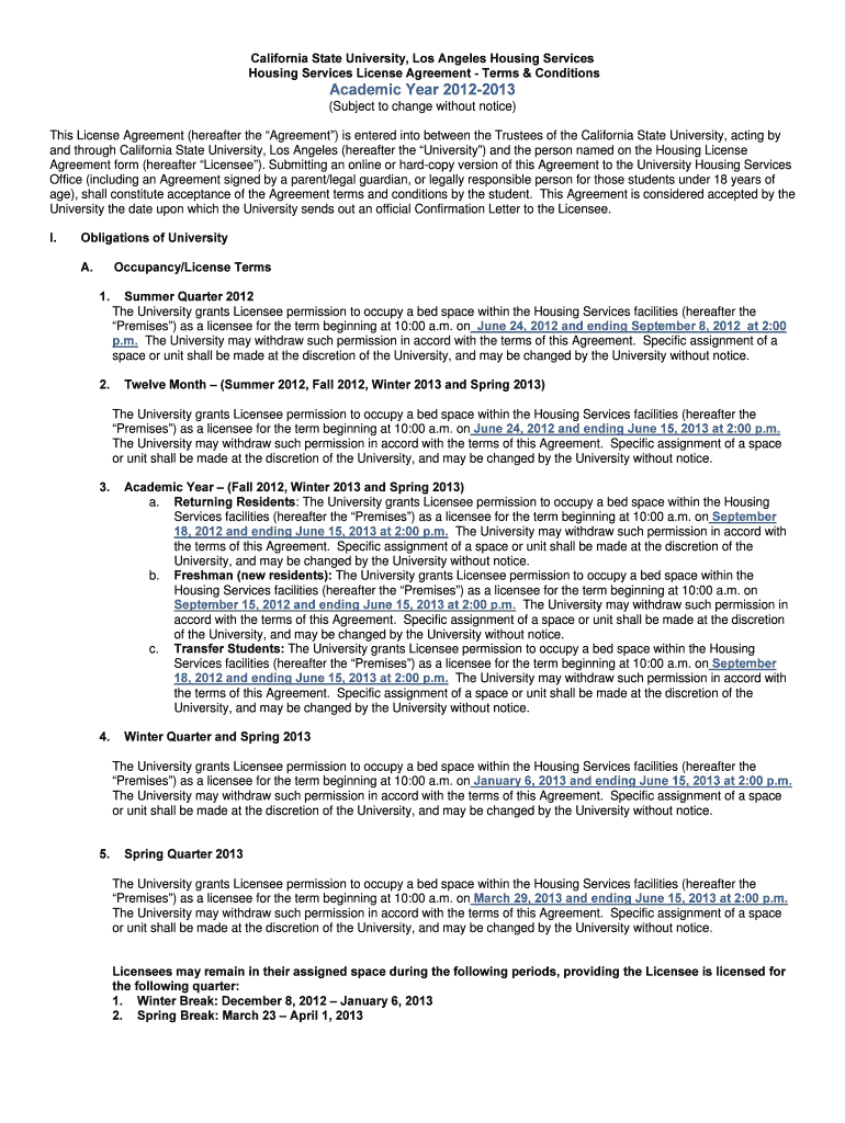 Academic Year California State University , Los Angeles Calstatela  Form