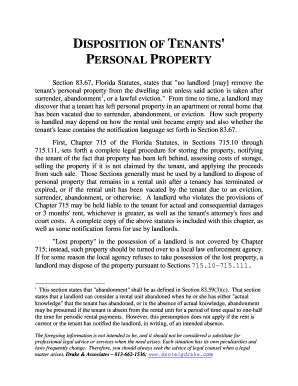 DISPOSITION of TENANTS&#039; PERSONAL PROPERTY  Form