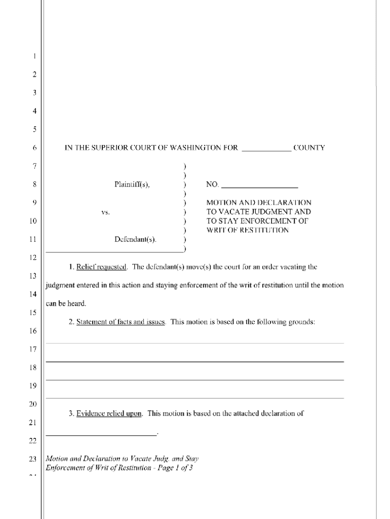 Writ of Restitution  Form