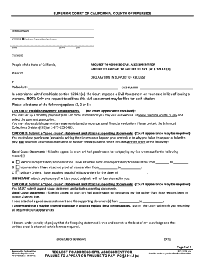 Request to Address Civil Assessment  Form