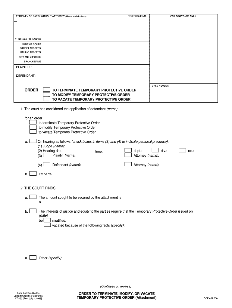 Termination of Criminal Protective Order  Form