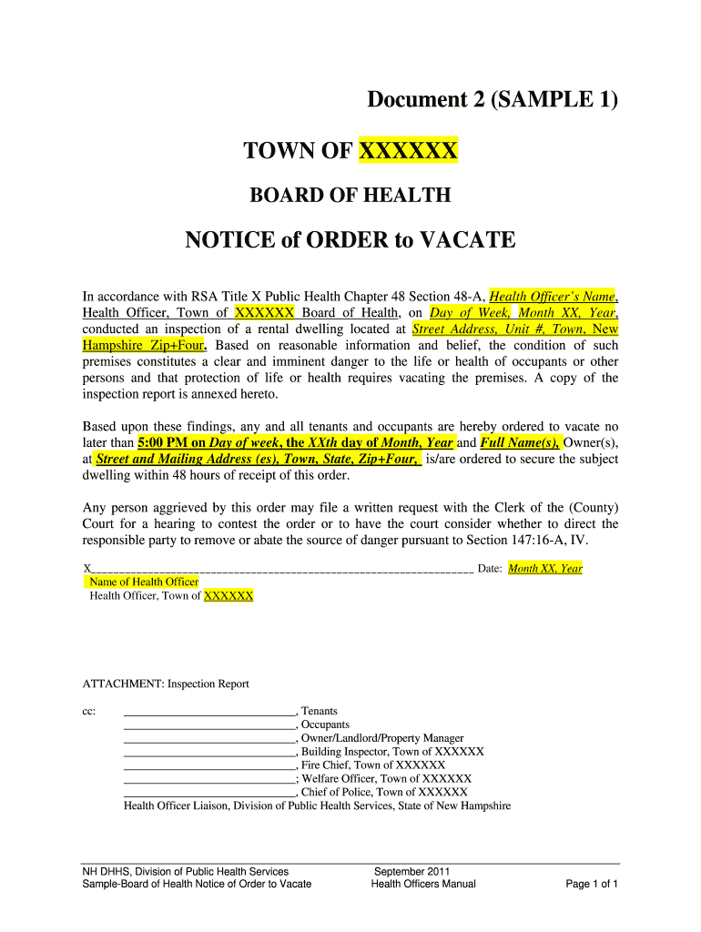 Condemned Notice Template  Form