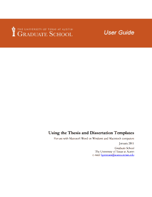 Using the Thesis and Dissertation Templates Utexas  Form