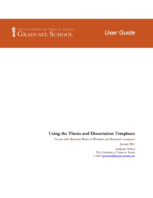 Using the Thesis and Dissertation Templates Utexas Form