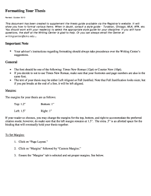 Formatting Your Thesis Cmc