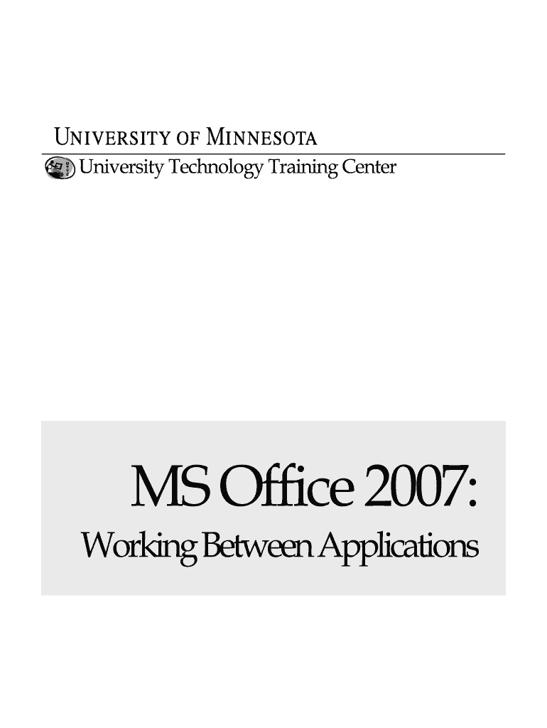MS Office University Technology Training Center University Uttc Umn  Form