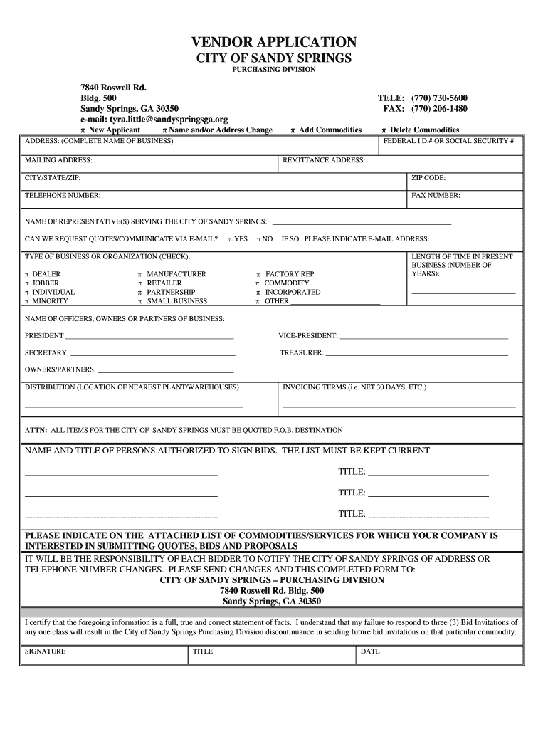 Georgia Vendor  Form