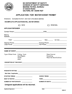 Nh Water Event Permit Form