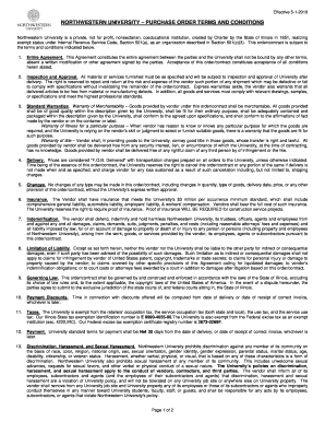 NORTHWESTERN UNIVERSITY PURCHASE ORDER TERMS Northwestern  Form