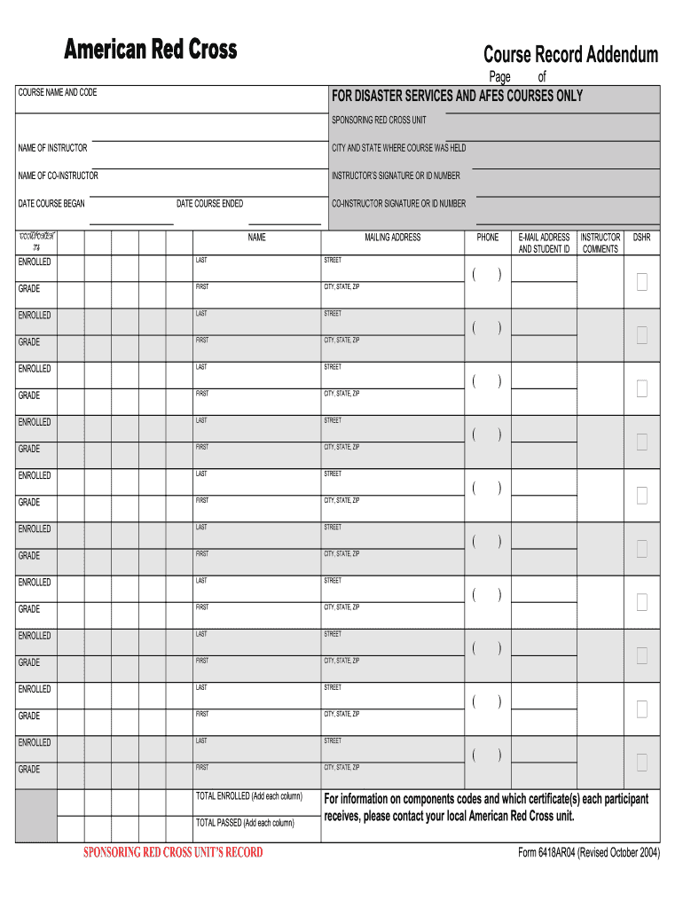  Blank Course Record Addendum 2004-2024