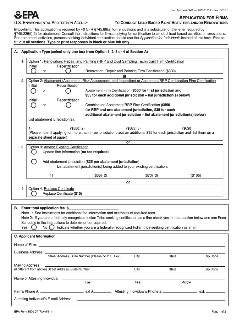 Epa Form 8500