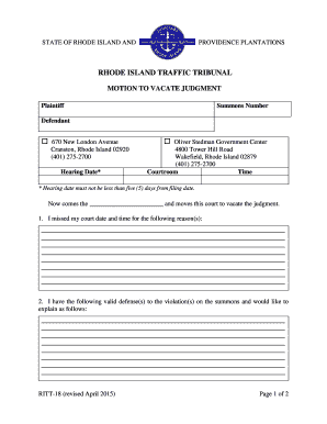 Motion to Vacate Judgment Sample Letter  Form