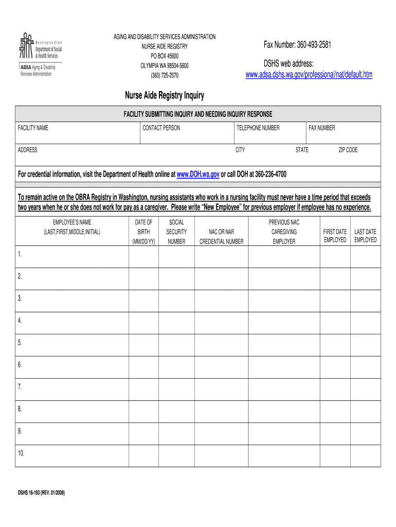  Na Registry Online Credential Inquiry  Form 2009