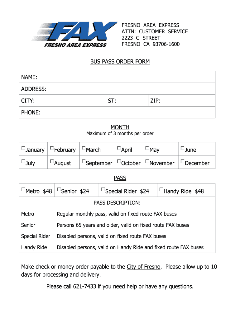 Bus Pass  Form