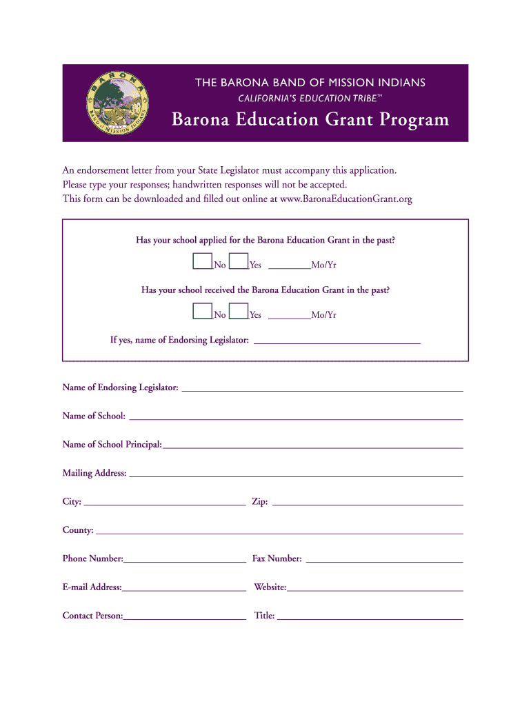 Barona Grant Form