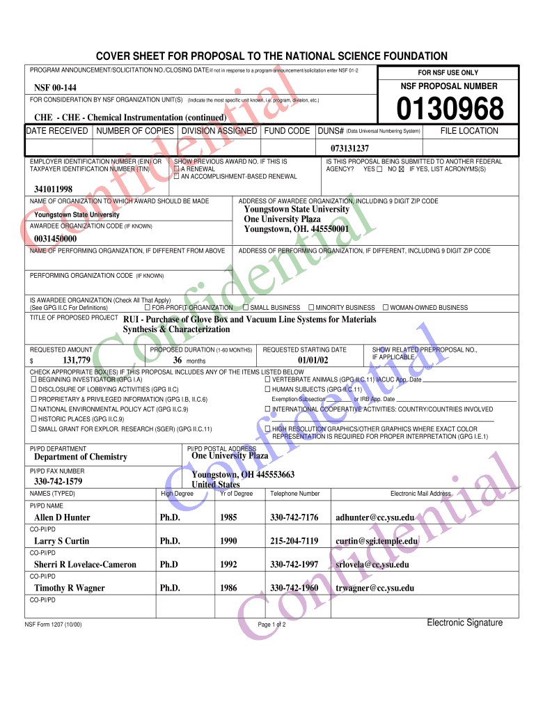 Nsf Cover Sheet  Form