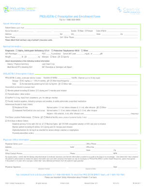 Prolastin Enrollment Form