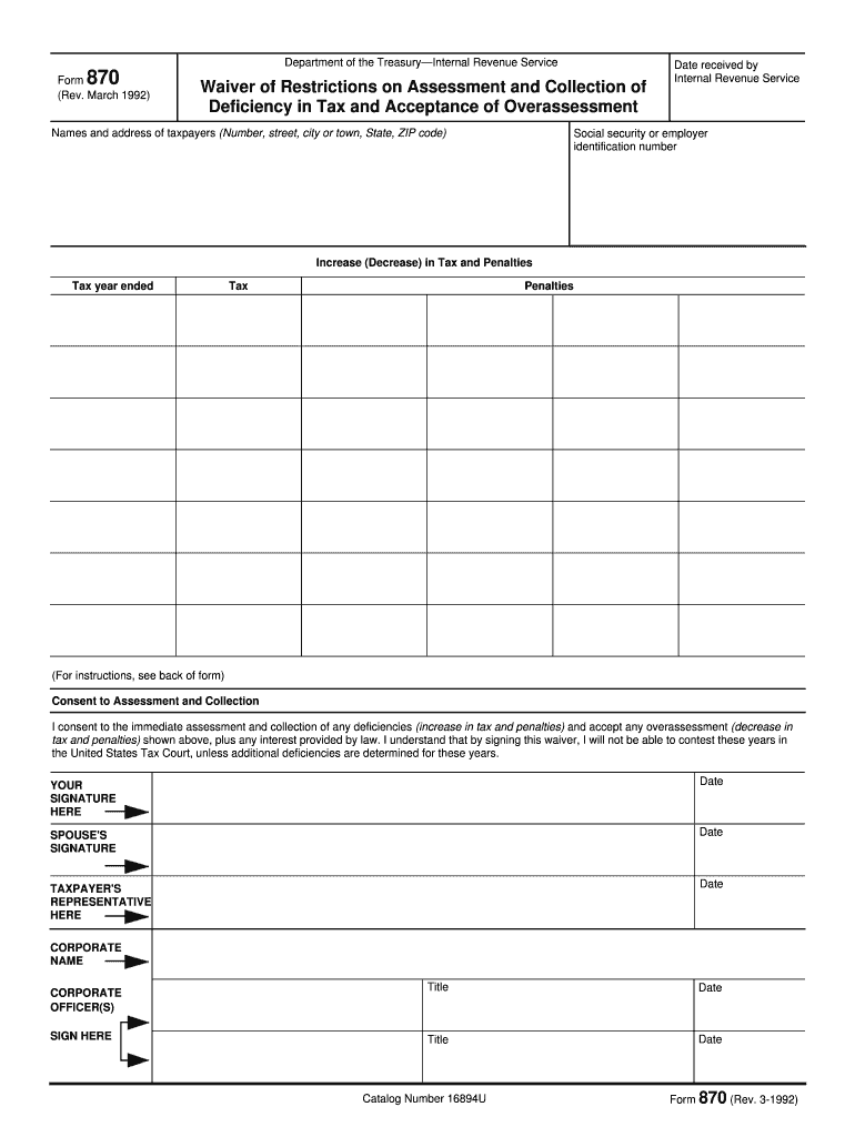  Form 870 1992-2024