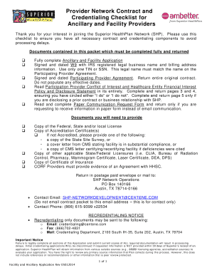 Superior Health Credentialing  Form