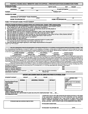 CYO Physical Form Lakewood Catholic Academy