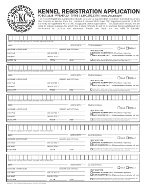 Continental Kennel Club Registration  Form