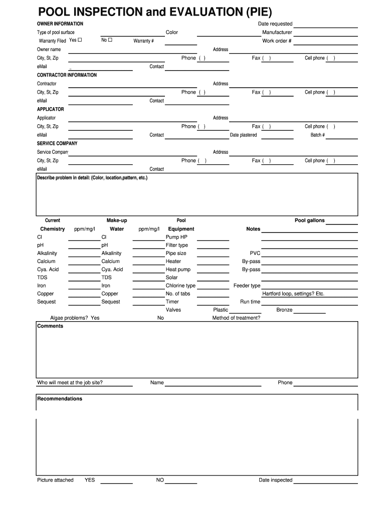 Residential Pool Inspection Forms