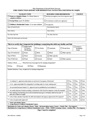 Odjfs Fire Inspection Form