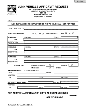 Dmv Junk Slip Form