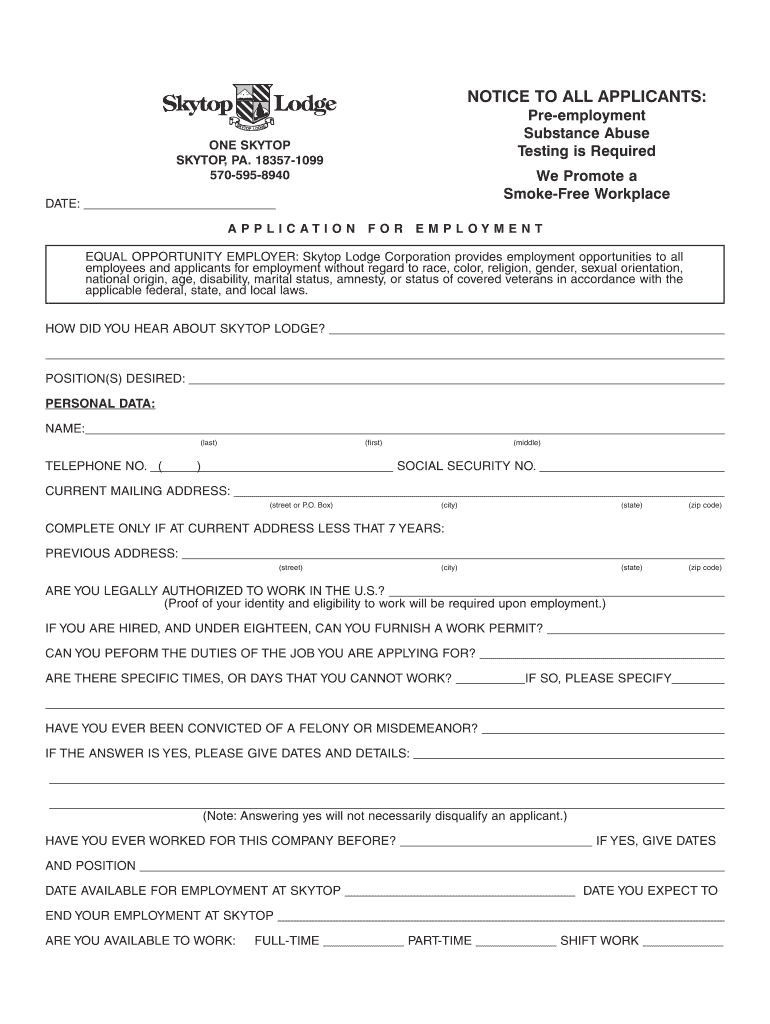 Skytop Syracuse Ny Application  Form