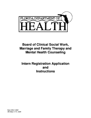 Florida Department of Health Intern Registration Application Form