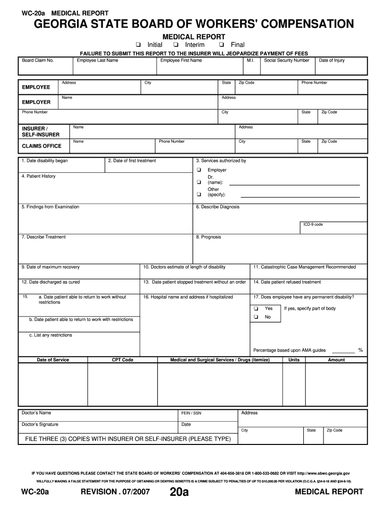 Get and Sign Form Wc 20a 2007