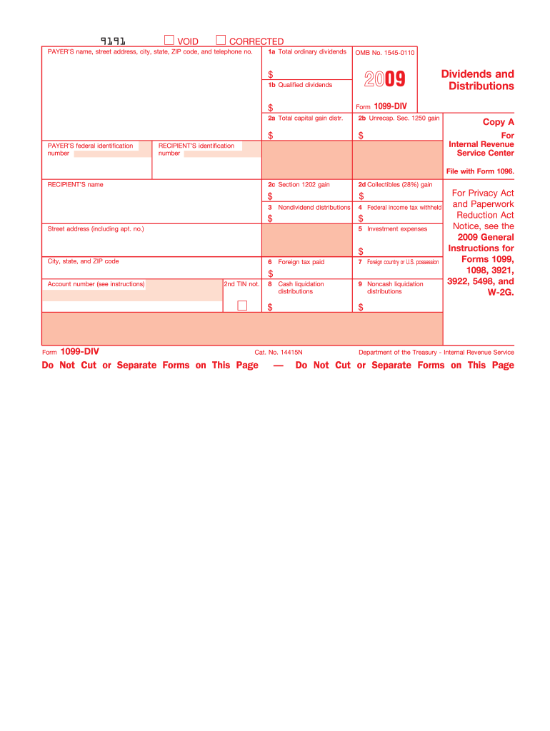  Form 1099 Div 2009