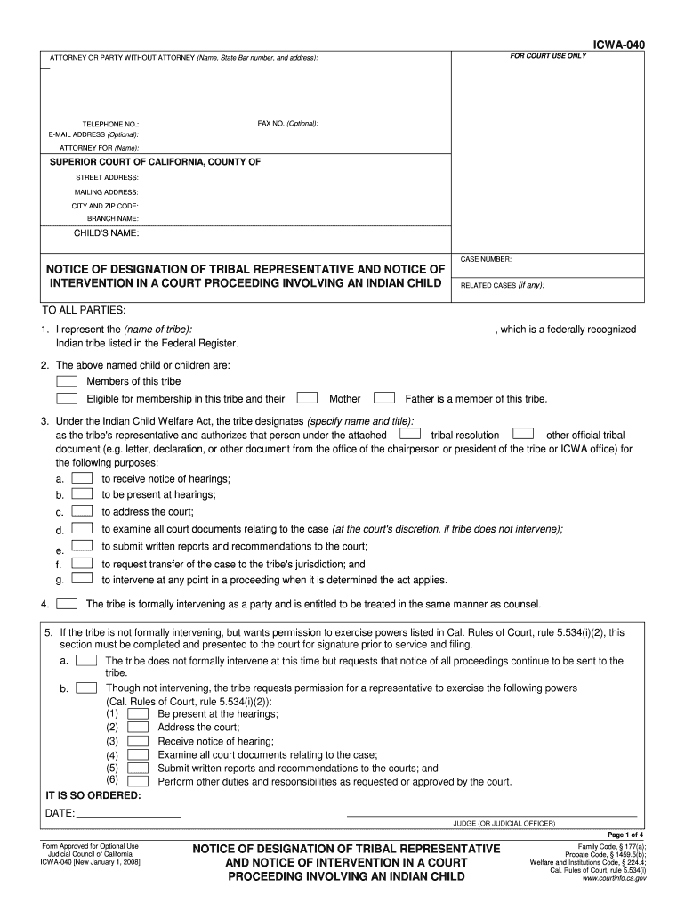  Icwa 040 Form 2008