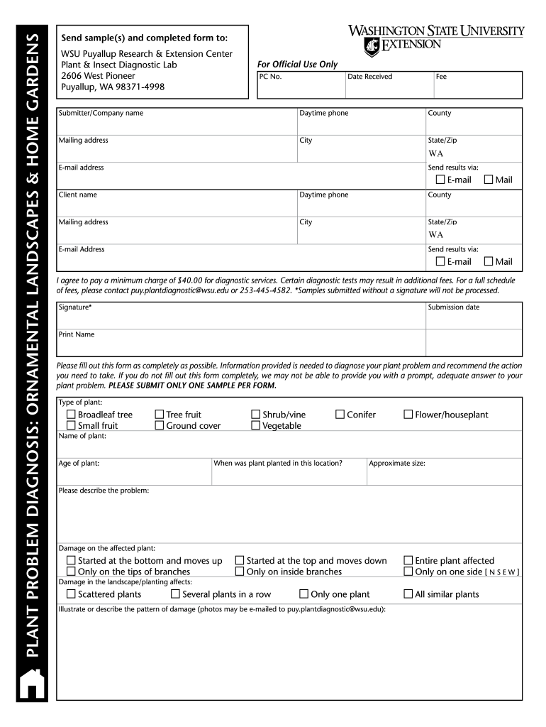  One Sample Per Form  WSU Puyallup Research and Extension    Puyallup Wsu 2012-2024