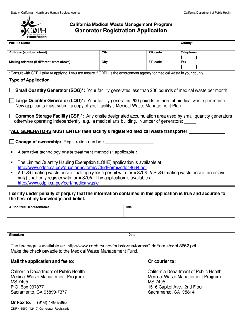  Form Cdph8550 2010