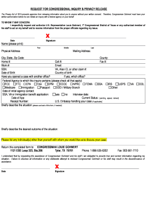 Request for Congressional Inquiry  Form