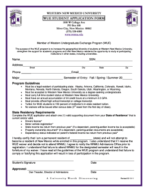 Wnmu Wue Application Form