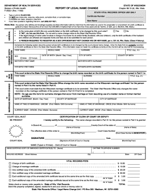  Report of Legal Name Change Wisconsin Form 2009-2024