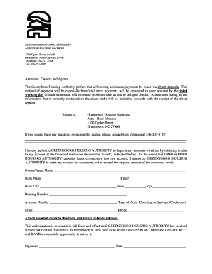 Direct Deposit Greensboro Housing Authority Gha Nc  Form