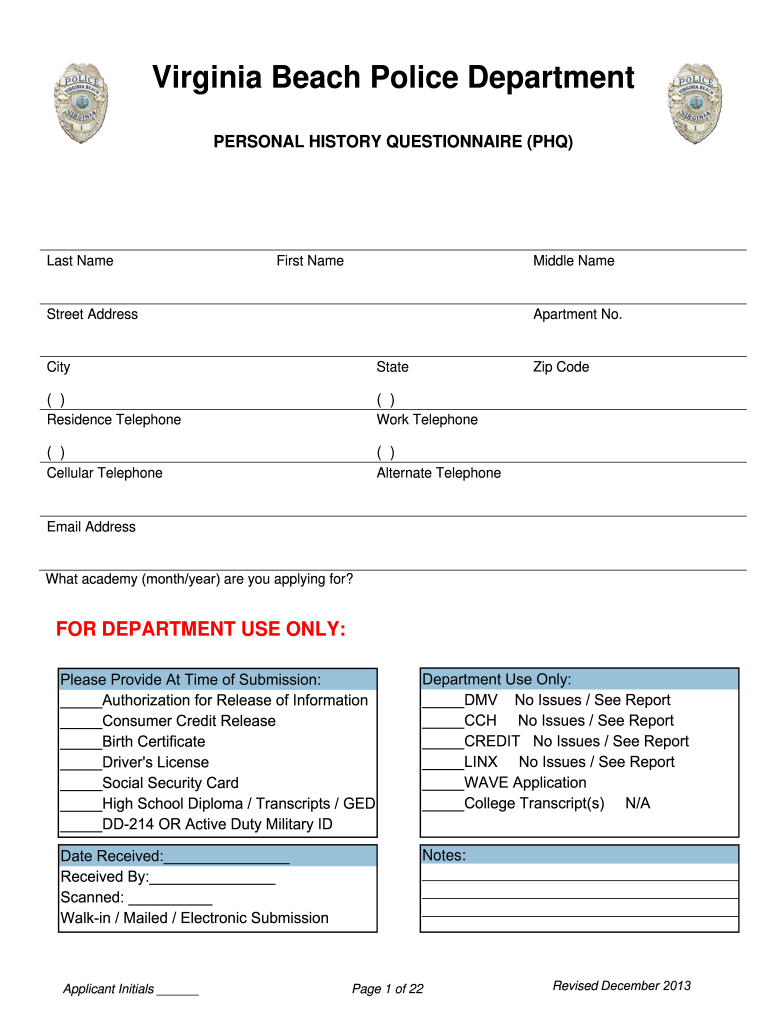  Virginia Beach Police Physical Ability Medical Waiver Form 2013